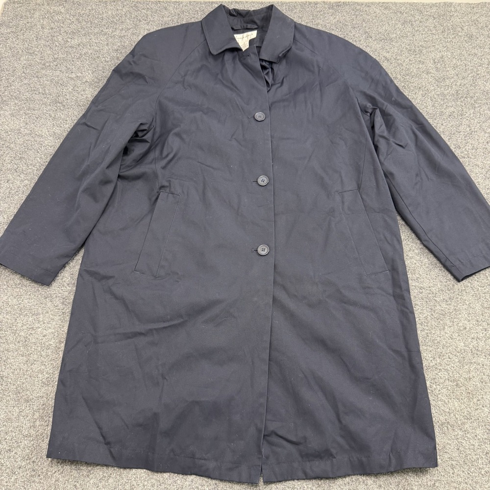 Preston & York Womens Mac Coat Size 8 Navy Cotton Removable Liner Trench
